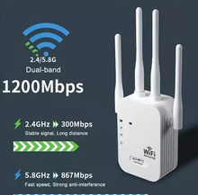 Load image into Gallery viewer, 1200Mbps WiFi Range Extender Repeater Wireless Signal Booster
