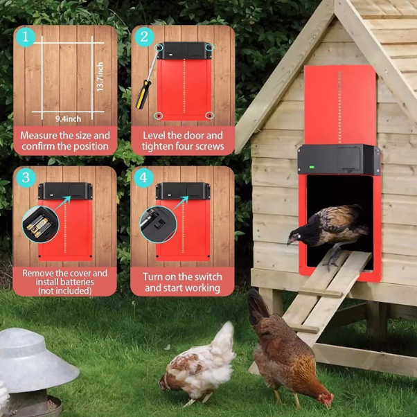 Waterproof Automatic Chicken Coop Door – Light Sensor, Predator Protection, Easy Setup