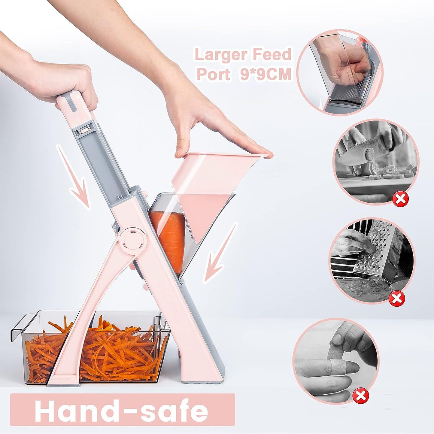 Upgrade Safe Mandoline Slicer for KitchenAdjustable Thickness Multi Mandolin