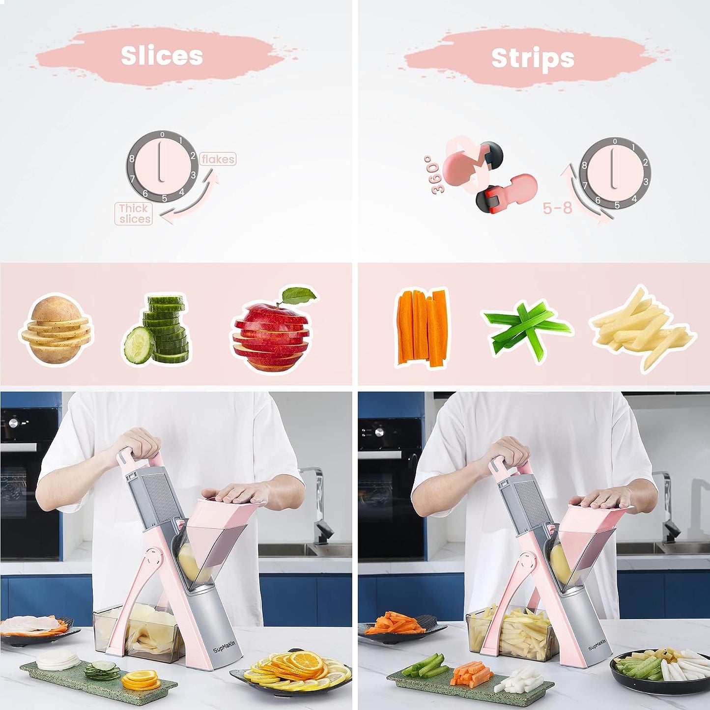 Upgrade Safe Mandoline Slicer for KitchenAdjustable Thickness Multi Mandolin