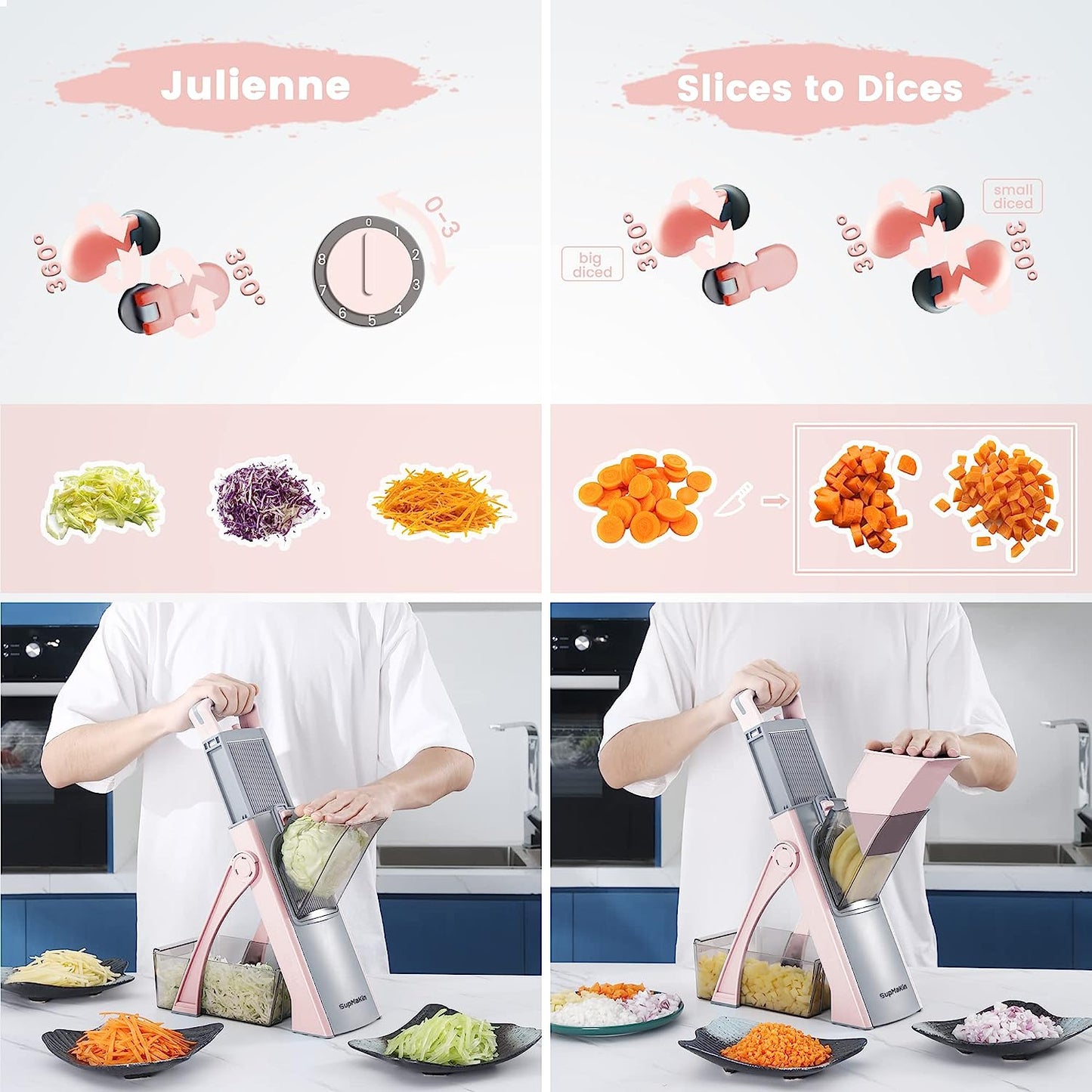 Upgrade Safe Mandoline Slicer for KitchenAdjustable Thickness Multi Mandolin