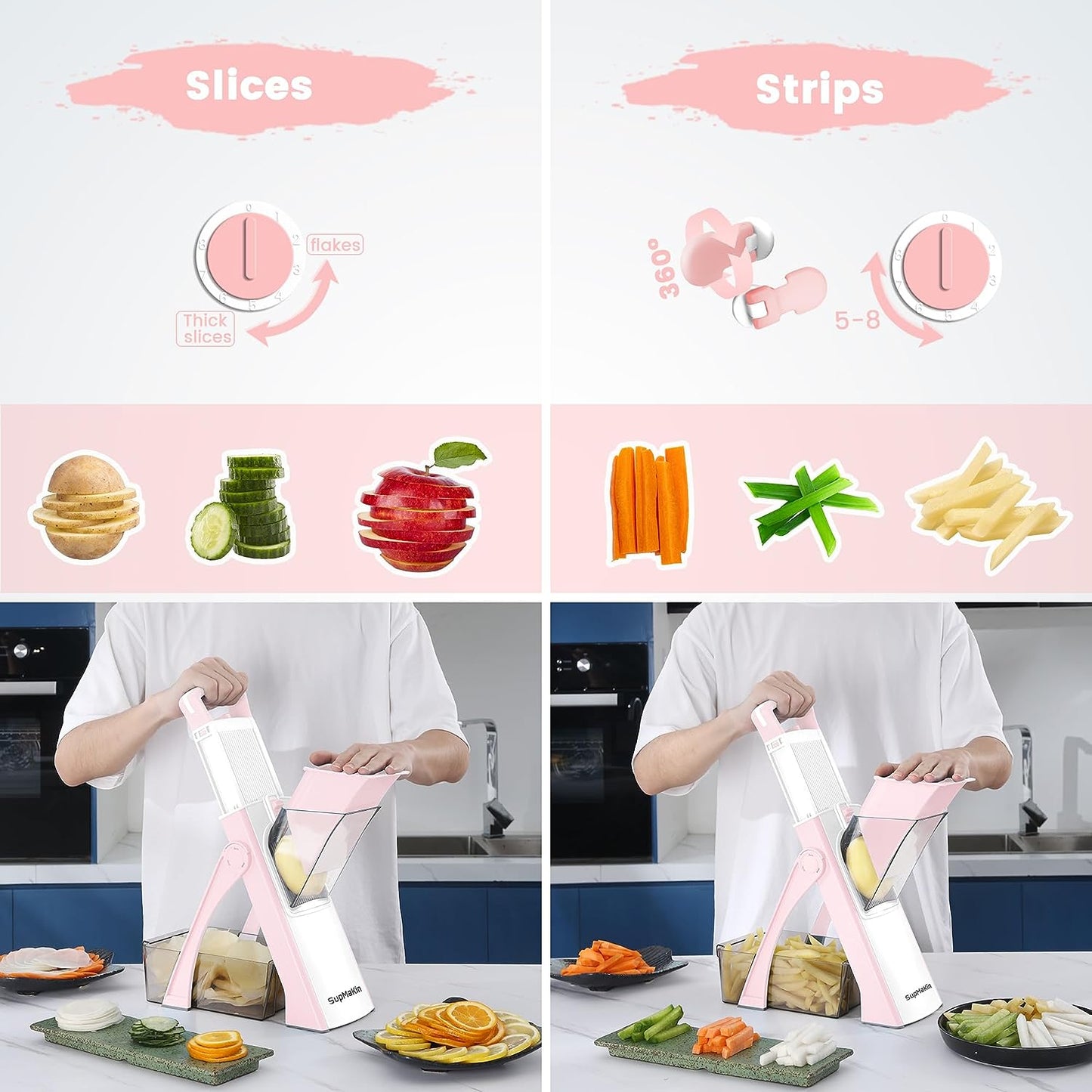 Upgrade Safe Mandoline Slicer for KitchenAdjustable Thickness Multi Mandolin