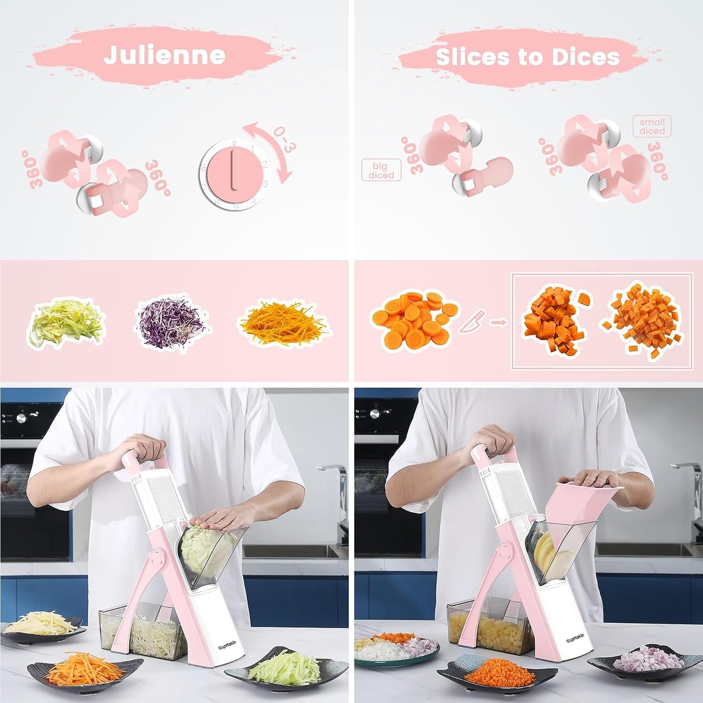 Upgrade Safe Mandoline Slicer for KitchenAdjustable Thickness Multi Mandolin