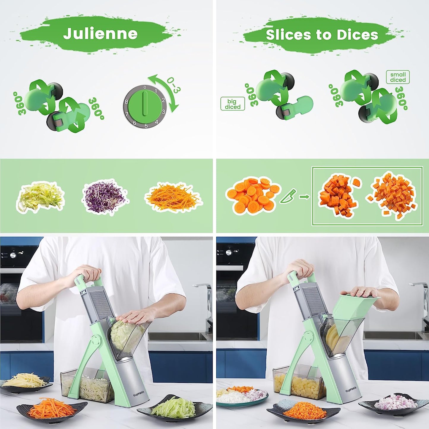 Upgrade Safe Mandoline Slicer for KitchenAdjustable Thickness Multi Mandolin