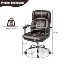 Load image into Gallery viewer, 500 LBS Big &amp; Tall Office Chair, Extra Wide Seat Leather Executive Chair, Height Adjustable Swivel Computer Desk Chair
