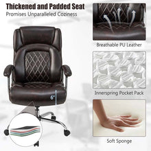 Load image into Gallery viewer, 500 LBS Big &amp; Tall Office Chair, Extra Wide Seat Leather Executive Chair, Height Adjustable Swivel Computer Desk Chair
