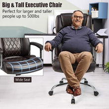 Load image into Gallery viewer, 500 LBS Big &amp; Tall Office Chair, Extra Wide Seat Leather Executive Chair, Height Adjustable Swivel Computer Desk Chair
