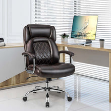 Load image into Gallery viewer, 500 LBS Big &amp; Tall Office Chair, Extra Wide Seat Leather Executive Chair, Height Adjustable Swivel Computer Desk Chair
