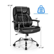 Load image into Gallery viewer, 500 LBS Big &amp; Tall Office Chair, Extra Wide Seat Leather Executive Chair, Height Adjustable Swivel Computer Desk Chair
