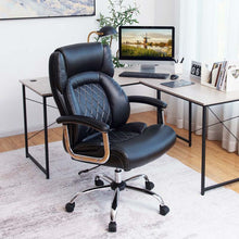 Load image into Gallery viewer, 500 LBS Big &amp; Tall Office Chair, Extra Wide Seat Leather Executive Chair, Height Adjustable Swivel Computer Desk Chair
