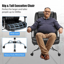 Load image into Gallery viewer, 500 LBS Big &amp; Tall Office Chair, Extra Wide Seat Leather Executive Chair, Height Adjustable Swivel Computer Desk Chair
