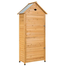 Load image into Gallery viewer, 70&quot; Wood Outdoor Storage Shed Lockable Garden Tools Storage Cabinet with 5 Shelves, Galvanized Sheet Roof
