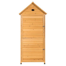 Load image into Gallery viewer, 70&quot; Wood Outdoor Storage Shed Lockable Garden Tools Storage Cabinet with 5 Shelves, Galvanized Sheet Roof

