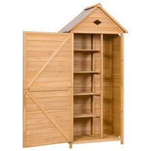 Load image into Gallery viewer, 70&quot; Wood Outdoor Storage Shed Lockable Garden Tools Storage Cabinet with 5 Shelves, Galvanized Sheet Roof

