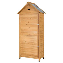 Load image into Gallery viewer, 70&quot; Wood Outdoor Storage Shed Lockable Garden Tools Storage Cabinet with 5 Shelves, Galvanized Sheet Roof
