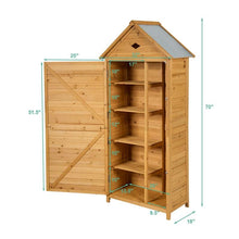 Load image into Gallery viewer, 70&quot; Wood Outdoor Storage Shed Lockable Garden Tools Storage Cabinet with 5 Shelves, Galvanized Sheet Roof
