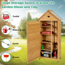 Load image into Gallery viewer, 70&quot; Wood Outdoor Storage Shed Lockable Garden Tools Storage Cabinet with 5 Shelves, Galvanized Sheet Roof
