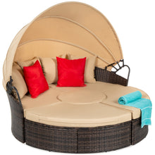 Load image into Gallery viewer, 5-Piece 2-in-1 Wicker Daybed Sectional w/ Adjustable Seats, Canopy, Cover

