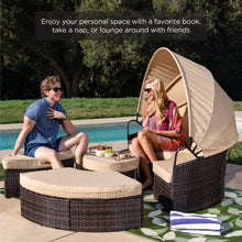Load image into Gallery viewer, 5-Piece 2-in-1 Wicker Daybed Sectional w/ Adjustable Seats, Canopy, Cover
