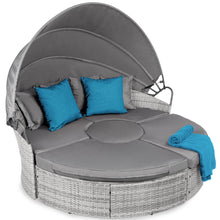 Load image into Gallery viewer, 5-Piece 2-in-1 Wicker Daybed Sectional w/ Adjustable Seats, Canopy, Cover
