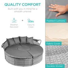 Load image into Gallery viewer, 5-Piece 2-in-1 Wicker Daybed Sectional w/ Adjustable Seats, Canopy, Cover
