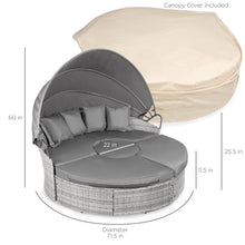 Load image into Gallery viewer, 5-Piece 2-in-1 Wicker Daybed Sectional w/ Adjustable Seats, Canopy, Cover
