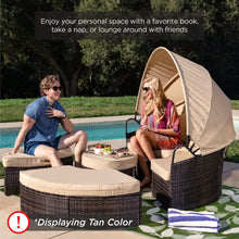 Load image into Gallery viewer, 5-Piece 2-in-1 Wicker Daybed Sectional w/ Adjustable Seats, Canopy, Cover
