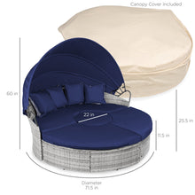 Load image into Gallery viewer, 5-Piece 2-in-1 Wicker Daybed Sectional w/ Adjustable Seats, Canopy, Cover
