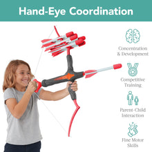 Load image into Gallery viewer, Kids Bow &amp; Arrow Set, Children&#39;s Play Archery Toy w/ Target Stand
