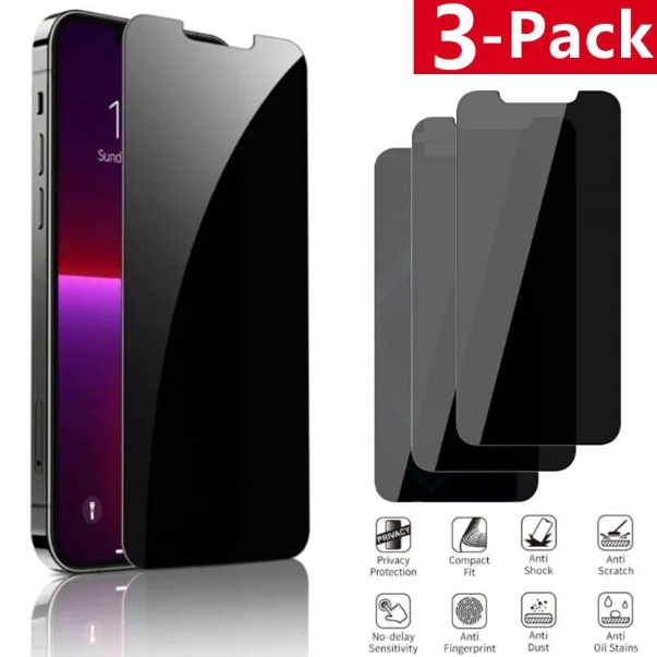iPhone Privacy Screen Protector – Anti-Spy Glass for iPhone 13/14 Pro Plus Max, Full Coverage & Invisible Shield