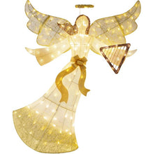Load image into Gallery viewer, Lighted Outdoor Angel Christmas Decoration w/ 140 Lights, Harp, Stakes - 5ft
