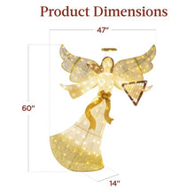 Load image into Gallery viewer, Lighted Outdoor Angel Christmas Decoration w/ 140 Lights, Harp, Stakes - 5ft
