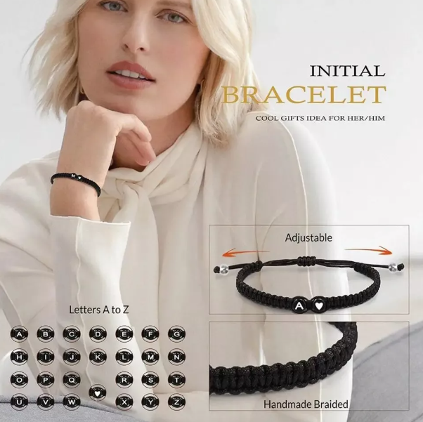 Elegant Initial Bracelet – Adjustable A-Z Alphabet Charm for Men & Women