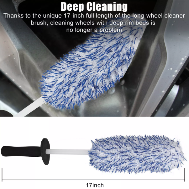 Car Wheel & Rim Cleaning Brush – 17” Microfiber Wash Brush for Tires, Seats & Engine