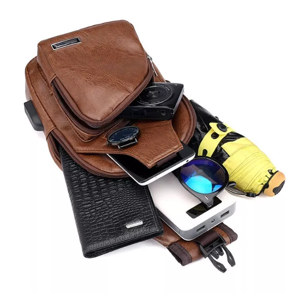 Men’s Crossbody Sling Bag with USB Charging Port – Perfect for Work & Travel