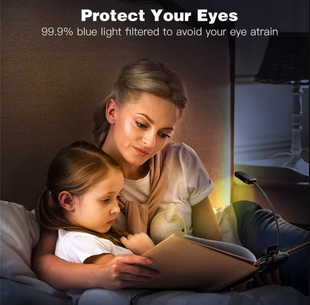 Rechargeable LED Book Light – Adjustable Clip-On Lamp with 3 Brightness Levels