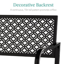 Load image into Gallery viewer, Indoor Outdoor Steel Bench w/ Geometric Backrest, Foot Levelers
