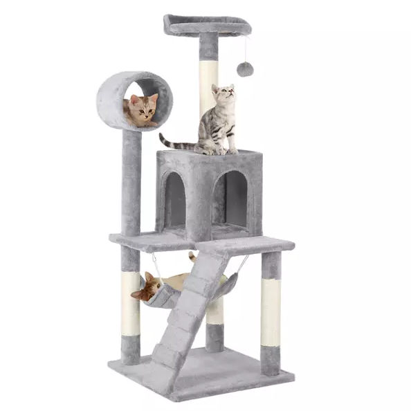 Cat Playing Large Indoor Condo Tree Castle House
