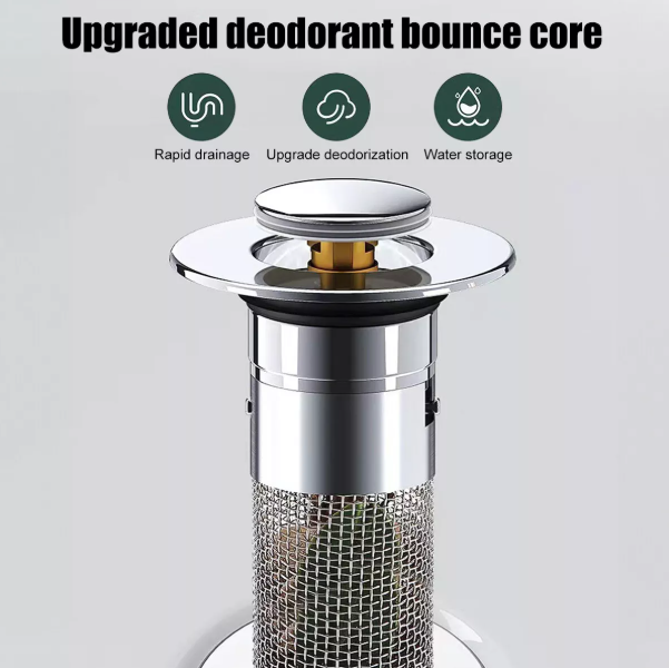 2PCS Sink Stopper & Hair Catcher – Pop-Up Drain Strainer for Bathroom & Kitchen
