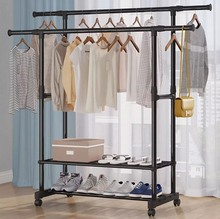 Load image into Gallery viewer, Heavy Duty Clothes Rack on Wheels with Rolling Garment Storage
