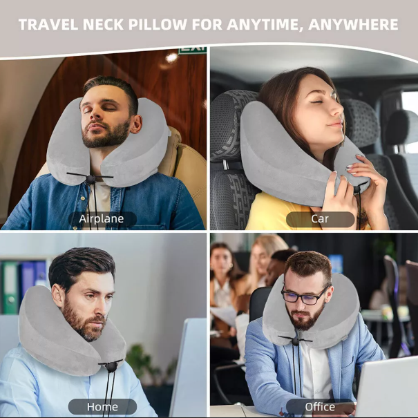 Memory Foam Travel Pillow – H-Shaped Neck Support for Flights & Road Trips