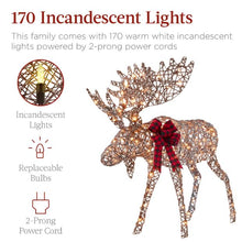 Load image into Gallery viewer, 2-Piece Moose Family Lighted Outdoor Christmas Decoration Set w/ 170 Lights
