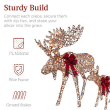 Load image into Gallery viewer, 2-Piece Moose Family Lighted Outdoor Christmas Decoration Set w/ 170 Lights

