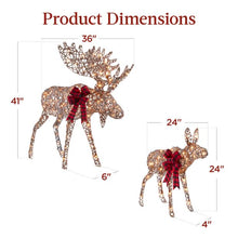 Load image into Gallery viewer, 2-Piece Moose Family Lighted Outdoor Christmas Decoration Set w/ 170 Lights
