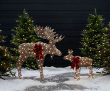Load image into Gallery viewer, 2-Piece Moose Family Lighted Outdoor Christmas Decoration Set w/ 170 Lights
