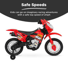 Load image into Gallery viewer, 6V Kids Electric Ride-On Motorcycle Toy w/ Training Wheels, Lights, Music
