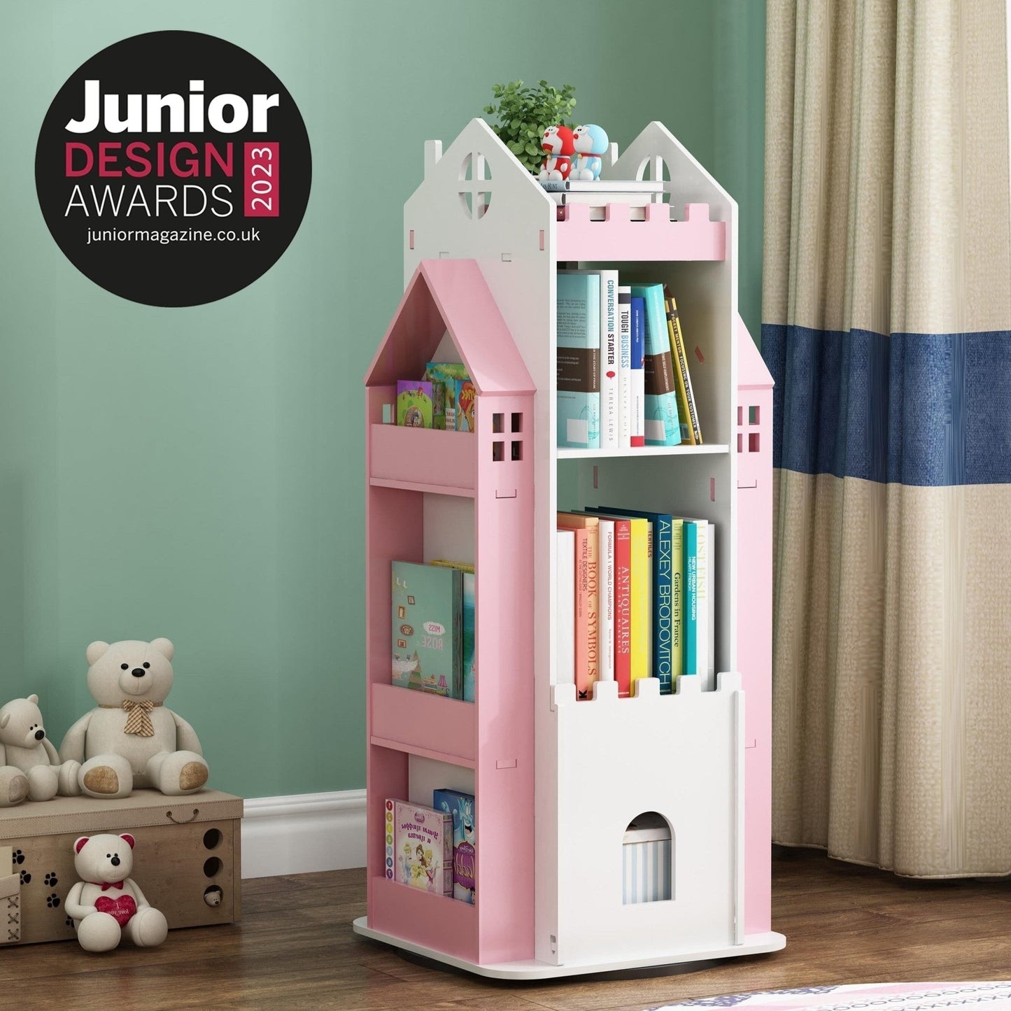 Premium Wooden 360 Rotating Multifunctional Standing Bookcase For Kids