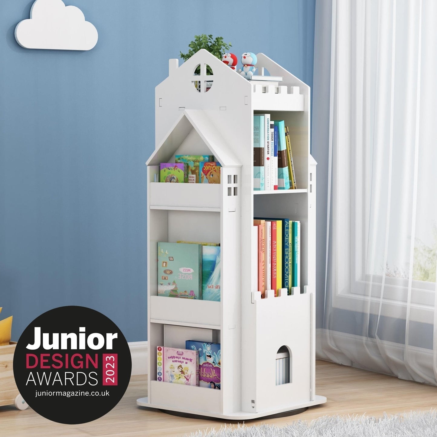 Premium Wooden 360 Rotating Multifunctional Standing Bookcase For Kids