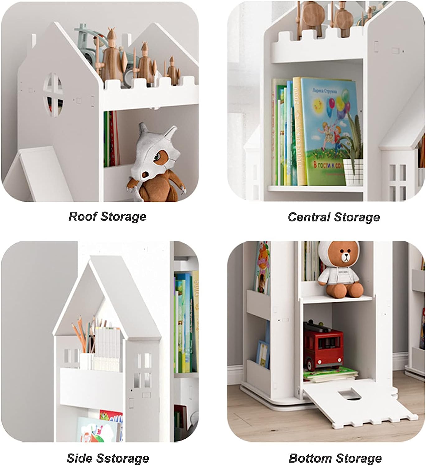 Premium Wooden 360 Rotating Multifunctional Standing Bookcase For Kids