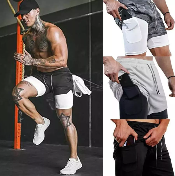 Men’s 2-in-1 Running Shorts – Gym & Workout Shorts with Phone Pocket